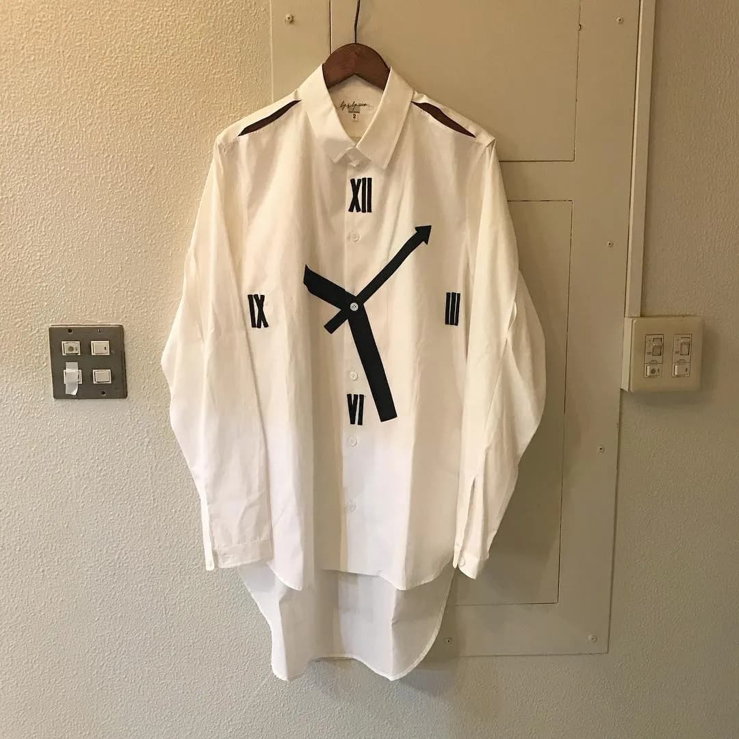 Yohji Yamamoto Yohji Yamamoto POUR HOMME 14SS 時計柄コットンブロードロングシャツ