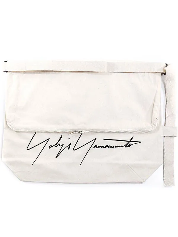Yohji Yamamoto ヨウジヤマモト シグネチャーロゴキャンバスショルダーバッグ