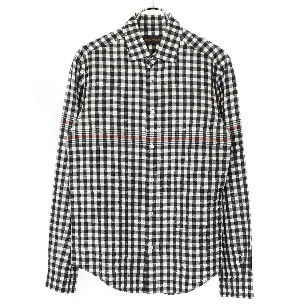 LOUIS VUITTON ルイヴィトン 15SS モノグラムギンガムチェック シルクシャツ