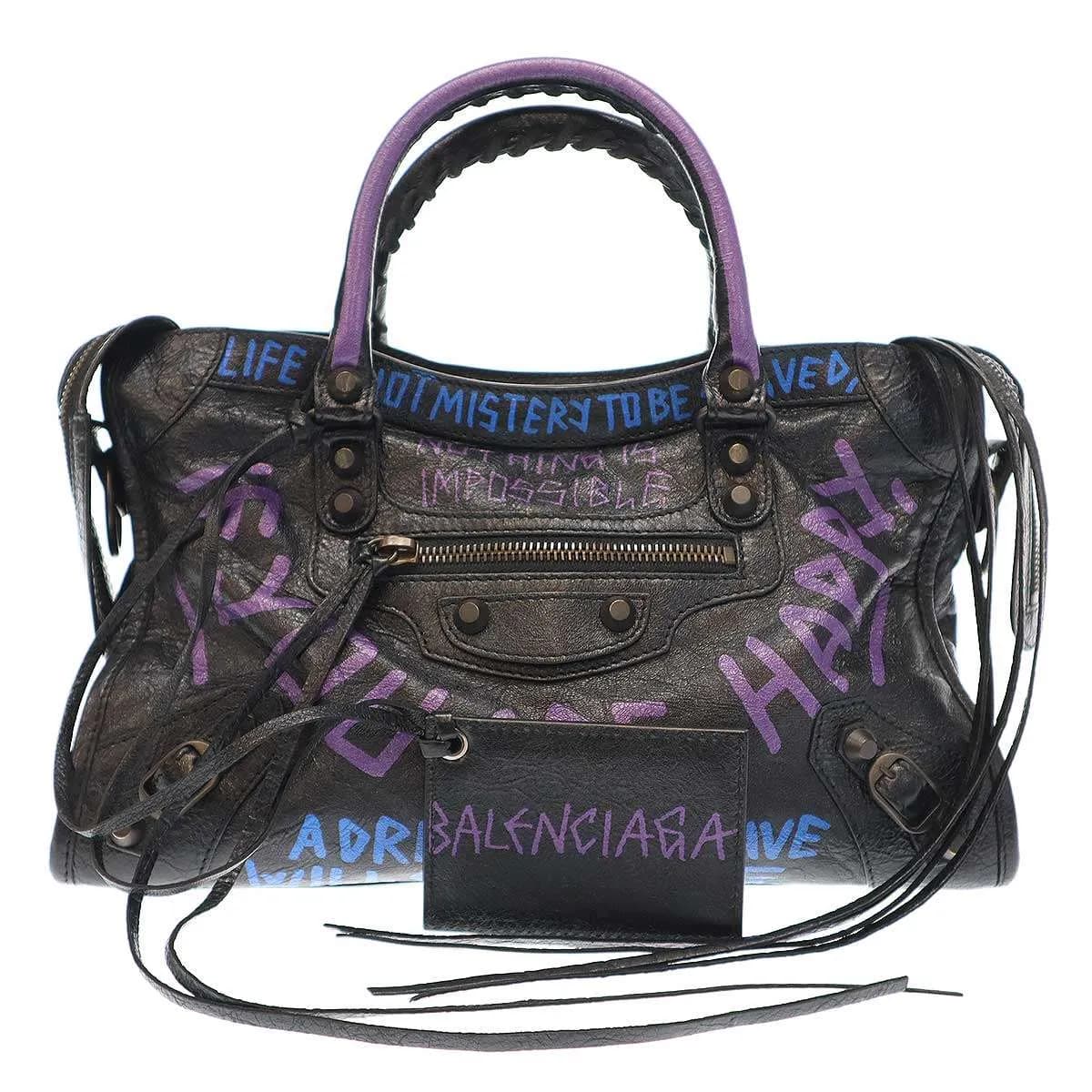 BALENCIAGA バレンシアガ グラフィティ クラシック シティ S レザーショルダーバッグ