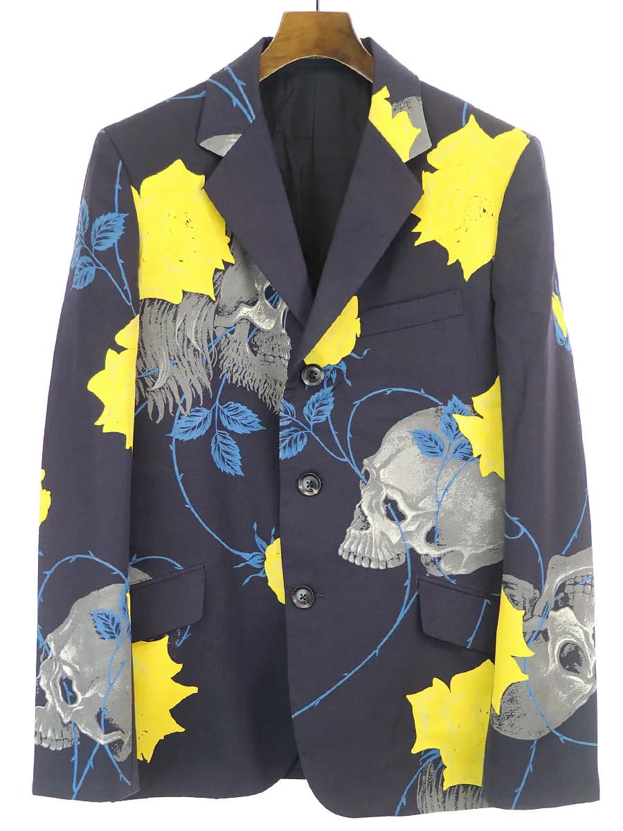 Yohji Yamamoto ヨウジヤマモト プール オム 14AW LOOK21 スカルローズ3Bテーラードジャケット