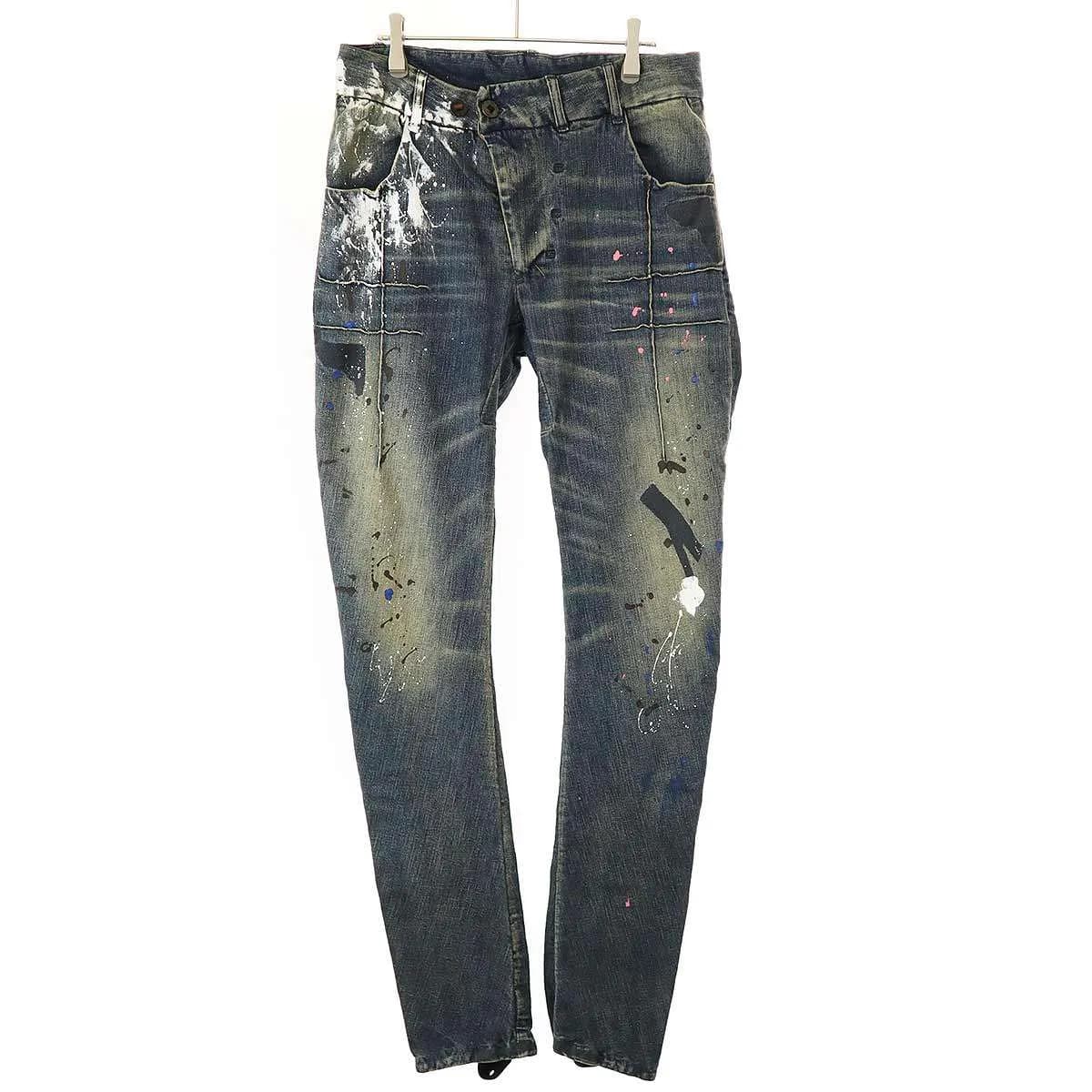 BORIS BIDJAN SABERI ボリスビジャンサベリ 22SS P13 エイジングペンキ加工デニムパンツ P13.D TF FKU10002