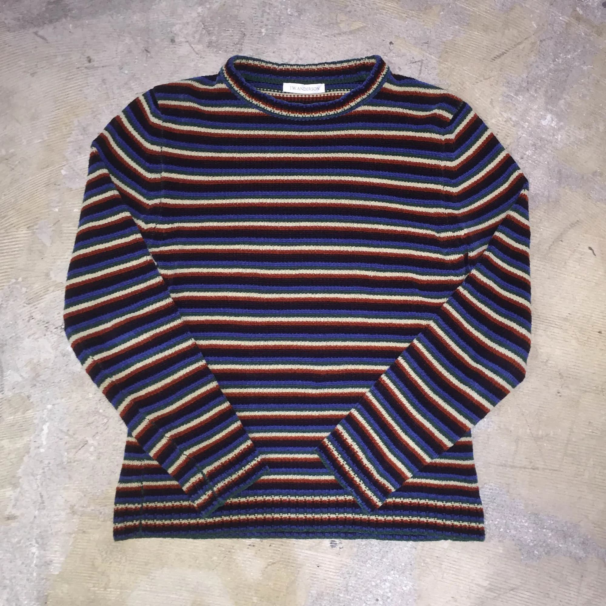 JW ANDERSON J.W. ANDERSON 15AW マルチボーダークルーネックベロアニット XS