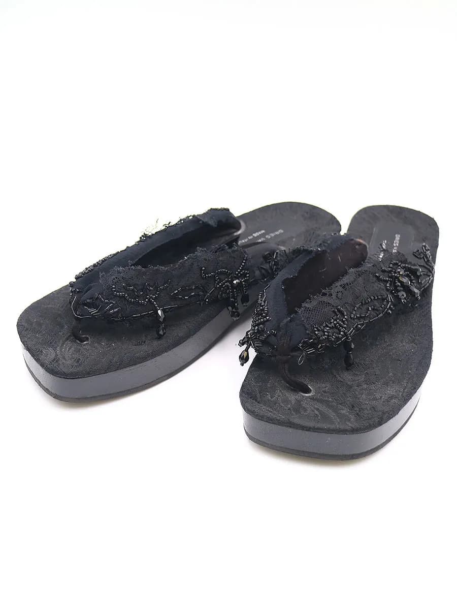 DRIES VAN NOTEN ドリスヴァンノッテン ビーズフラワーレースヒールサンダル