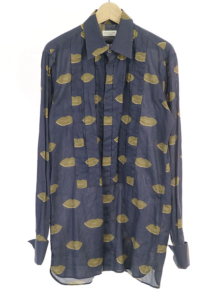 DRIES VAN NOTEN ドリスヴァンノッテン 16SS リッププリントコットンシャツ