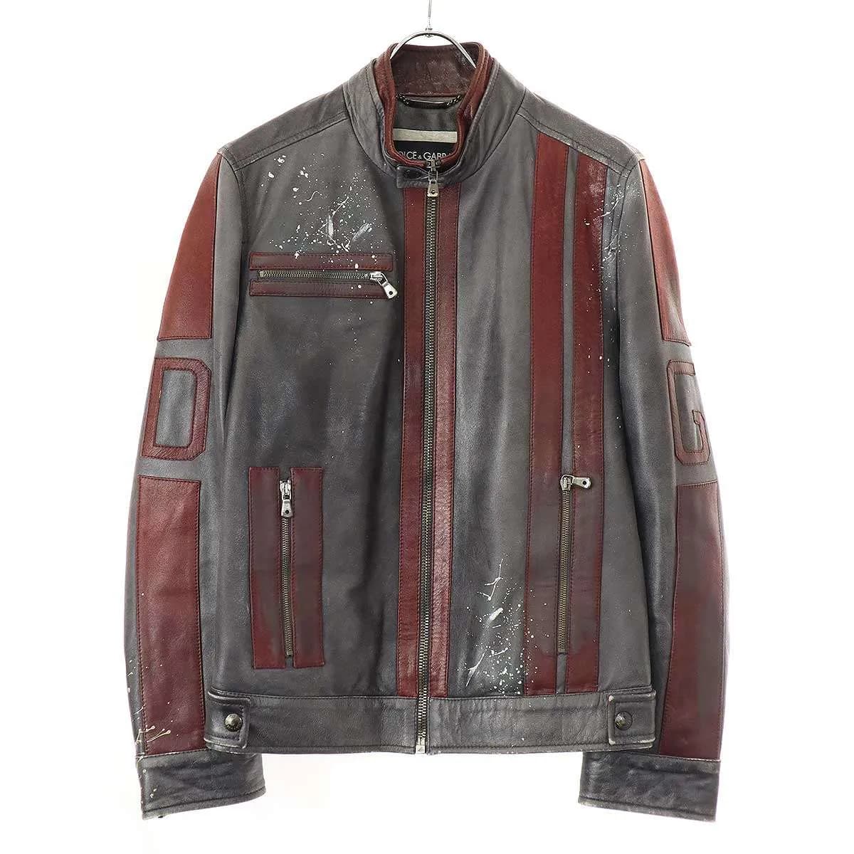 DOLCE&GABBANA ドルチェ&ガッバーナ 2005AW ペイントシングルライダースジャケット ZLS23/9105