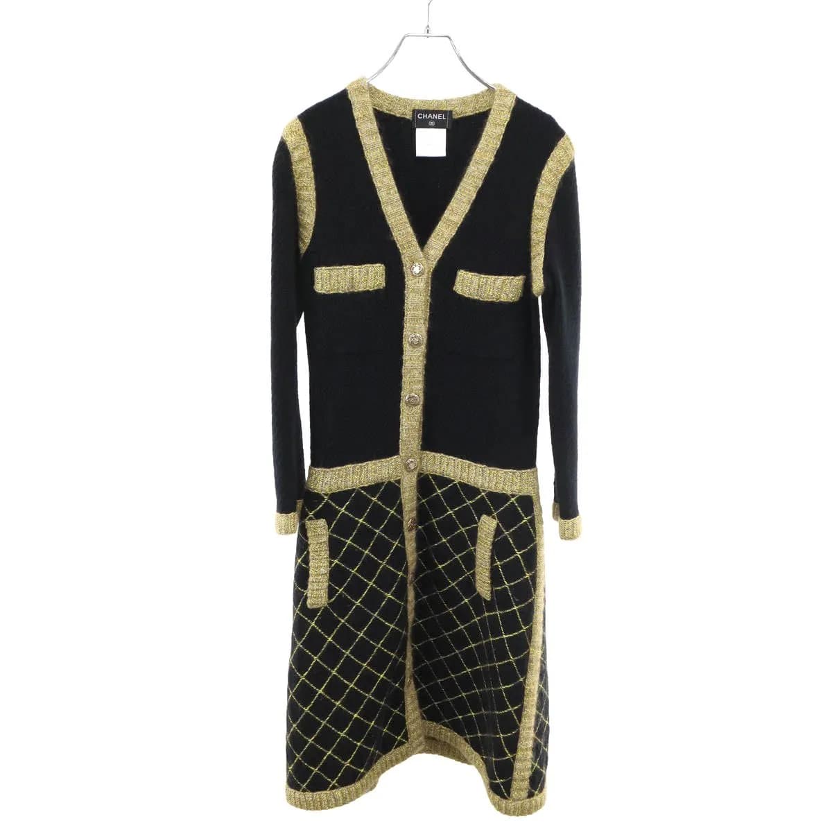 CHANEL シャネル 15AW カメリアボタン カシミヤシルクニットドレスワンピース P52761K06813