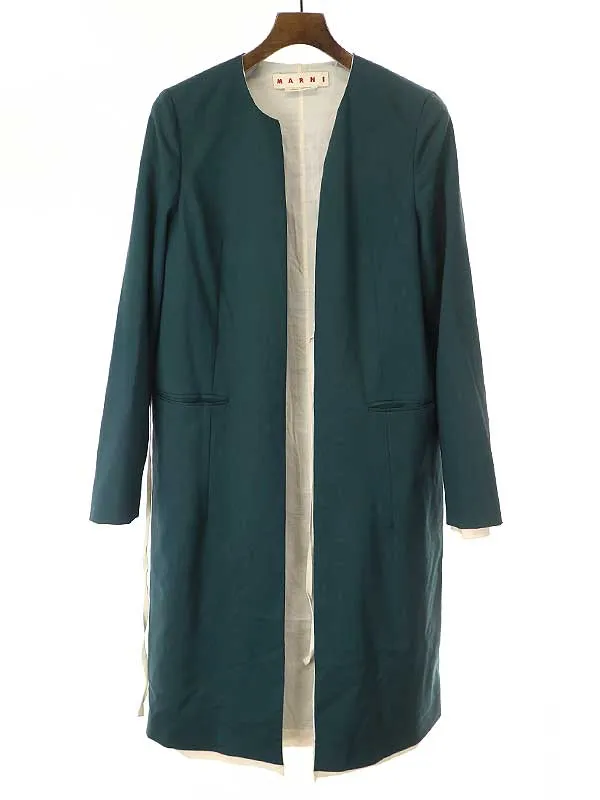 MARNI マルニ ノーカラーロングウールジャケット コート