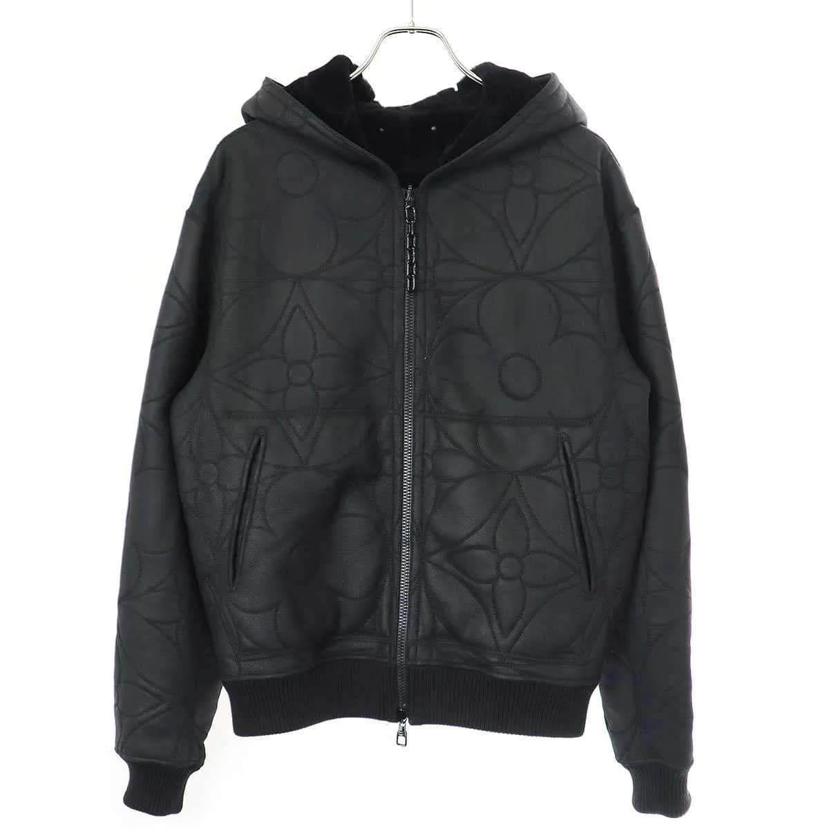 LOUIS VUITTON ルイヴィトン 21SS LV Shearling Flower Monogram Hooded Jacket リバーシブルムートンレザージャケット