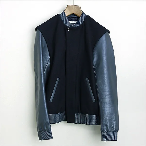 JOHN LAWRENCE SULLIVAN JOHN LAWRENCE SULLIVAN 13AW レザースリーブスタジアムジャケット
