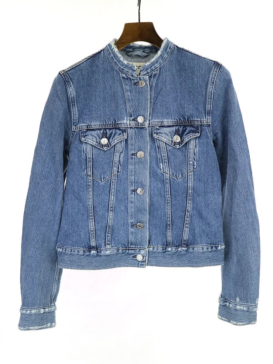 Acne Studios アクネストゥディオズ TOP IND FRAY ノーカラーカットオフデニムジャケット