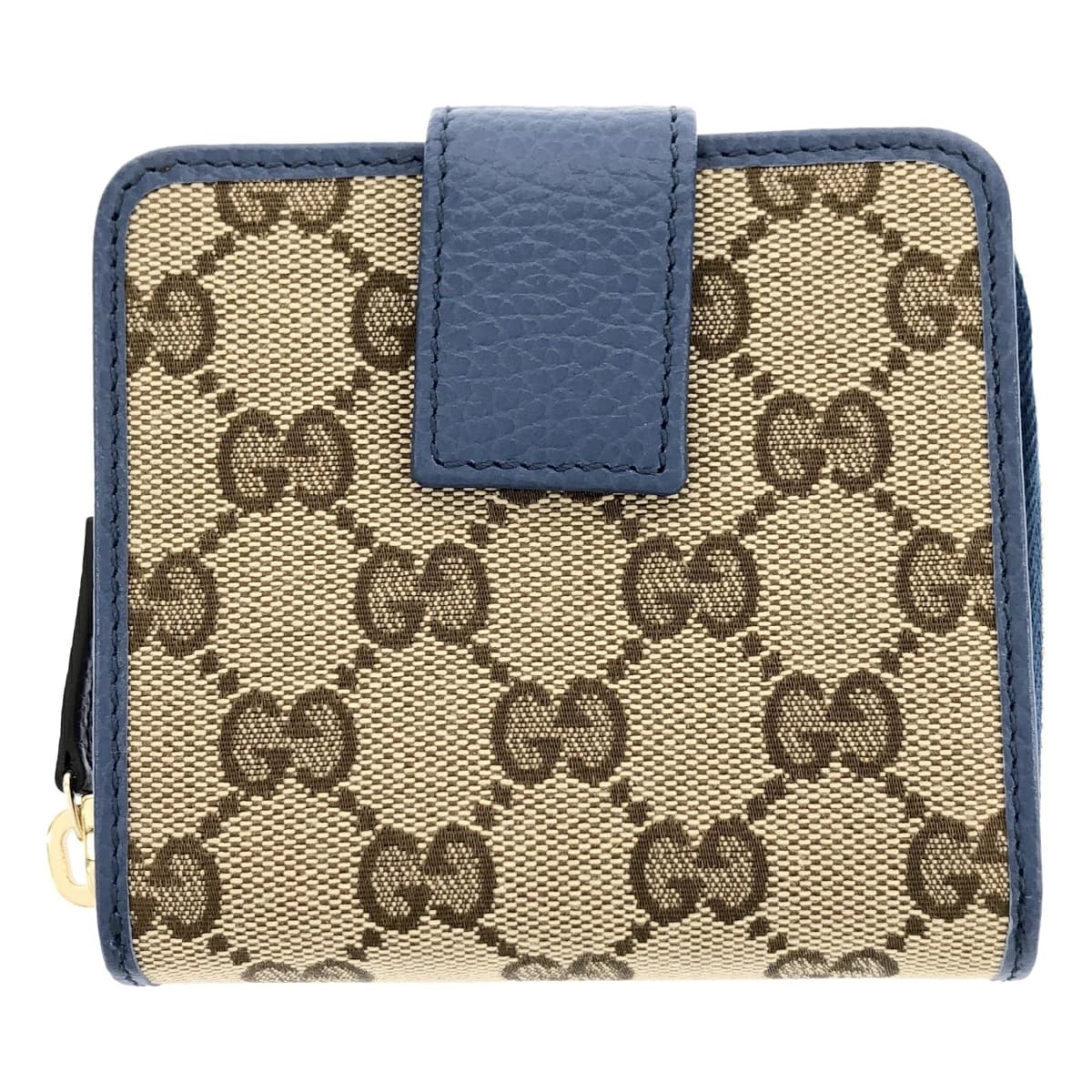 GUCCI グッチ GGキャンバス コンパクトウォレット ブラウン×ブルー