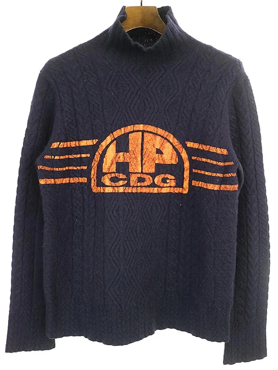 COMME des GARCONS コム デ ギャルソン オム プリュス 05AW ロゴプリントタートルネックウールニットセーター