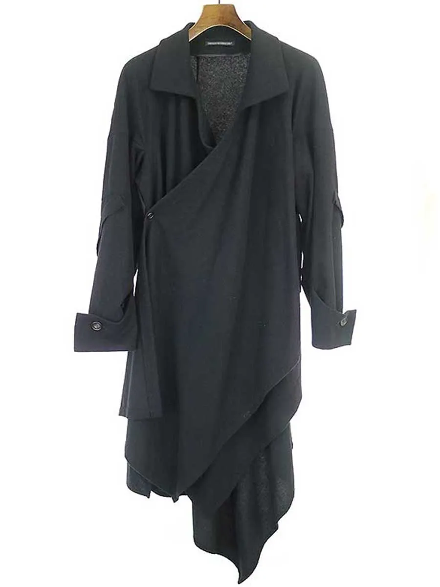 Yohji Yamamoto ヨウジヤマモト ファム 18AW ウールナイロンアシンメトリードレスワンピース