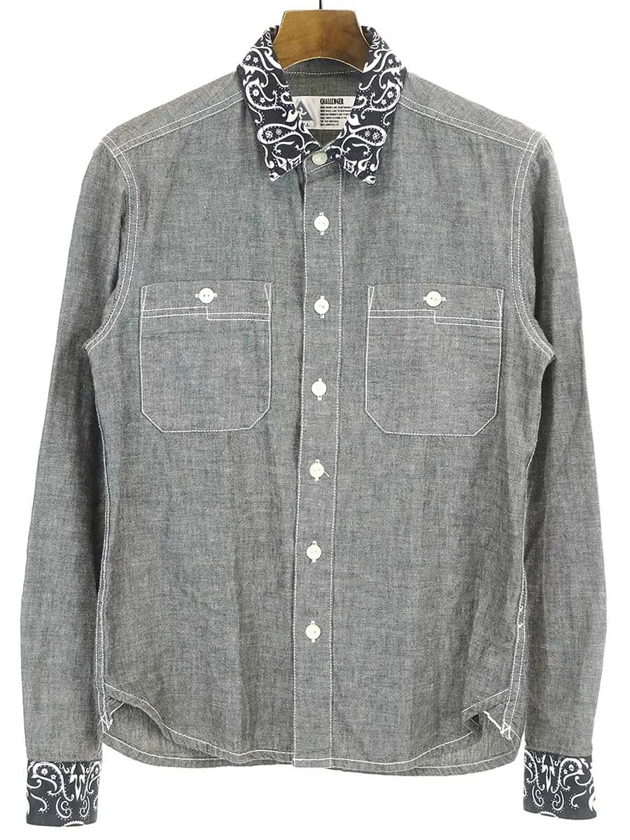 CHALLENGER チャレンジャー L/S BANDANNA CHAMBRAY SHIRTS バンダナデザイン長袖シャツ
