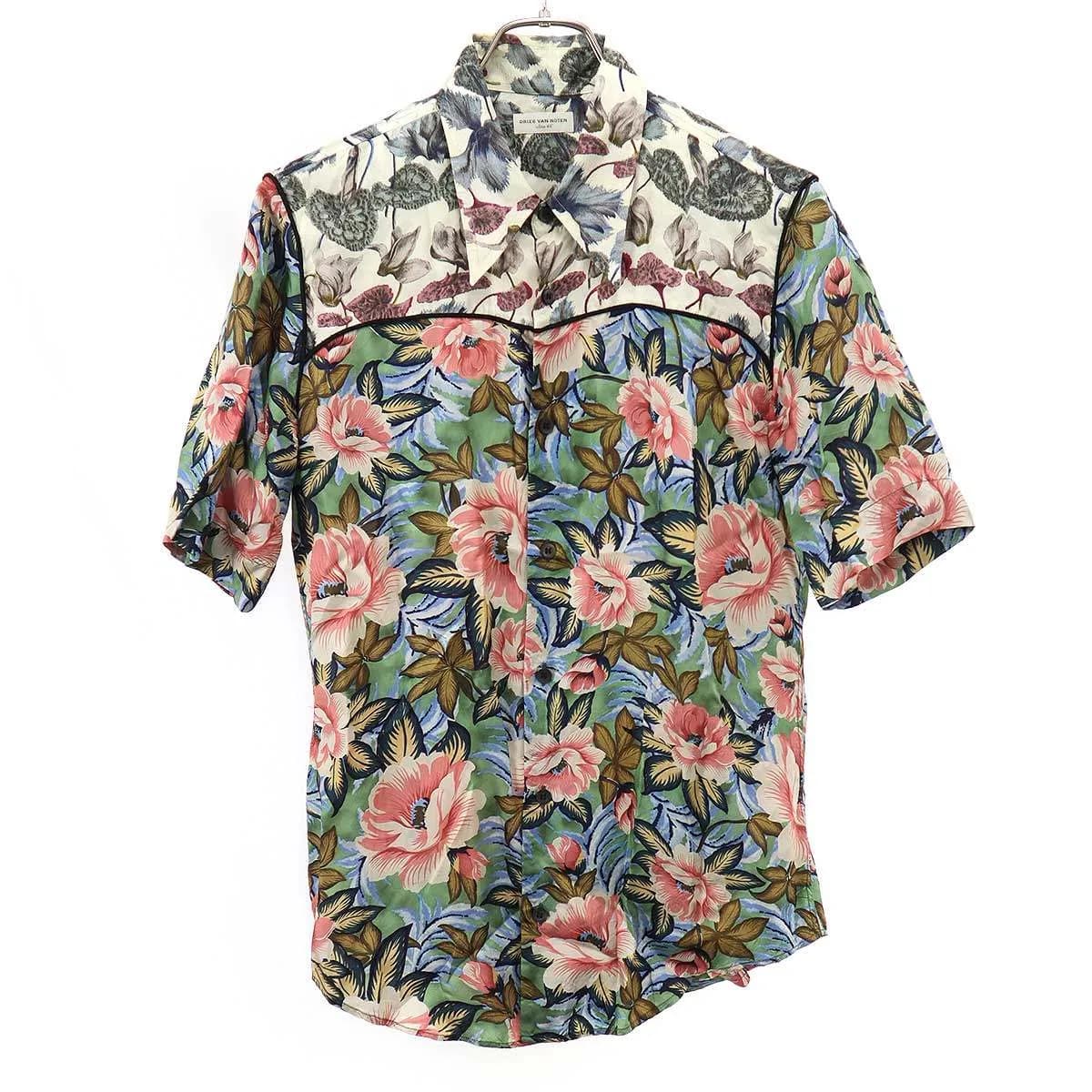 DRIES VAN NOTEN ドリスヴァンノッテン 14SS フラワープリントパイピングレーヨンシャツ