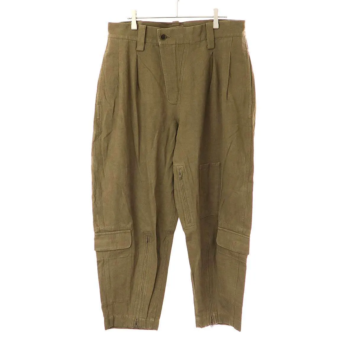 Yohji Yamamoto ヨウジヤマモト プールオム 13AW コットンリネン マルチポケットジップパンツ