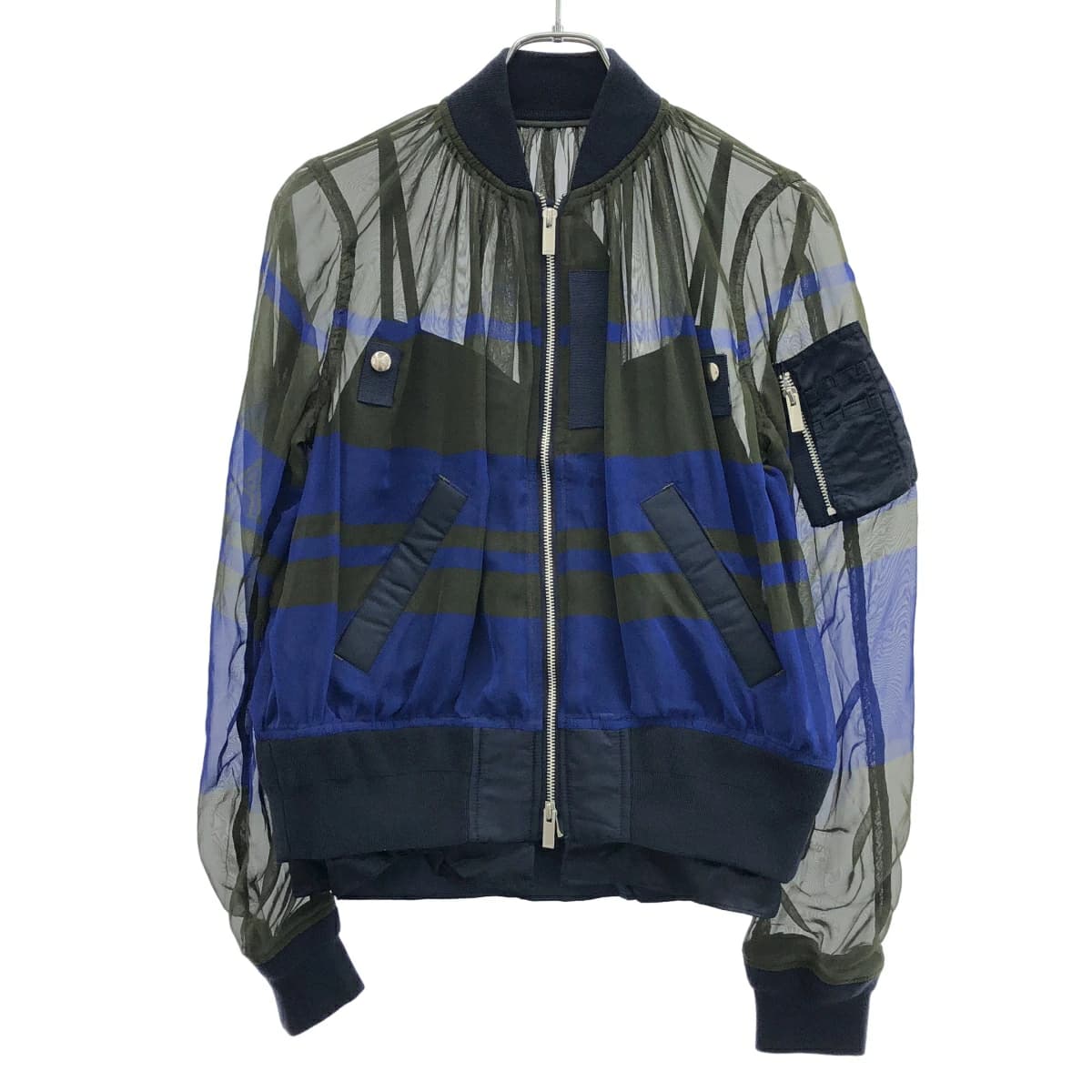 sacai サカイ 2019 シアーボーダードッキングボンバージャケット 19-04690