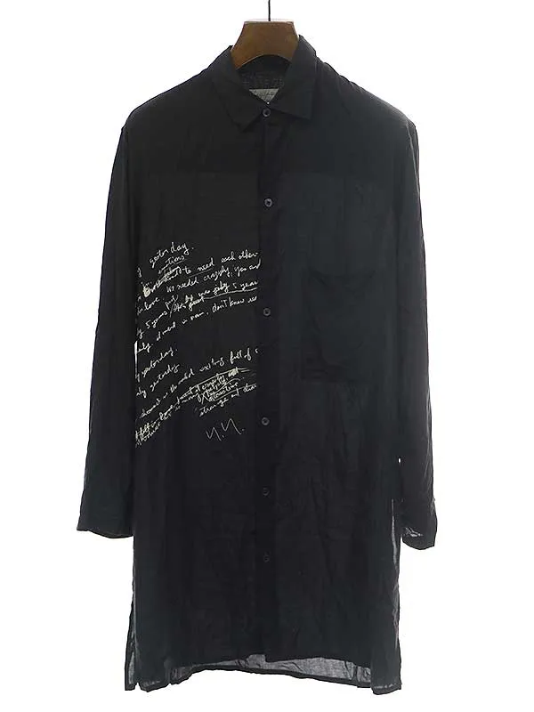 Yohji Yamamoto ヨウジヤマモト プールオム 19SS レタリングプリントテンセルロングシャツ