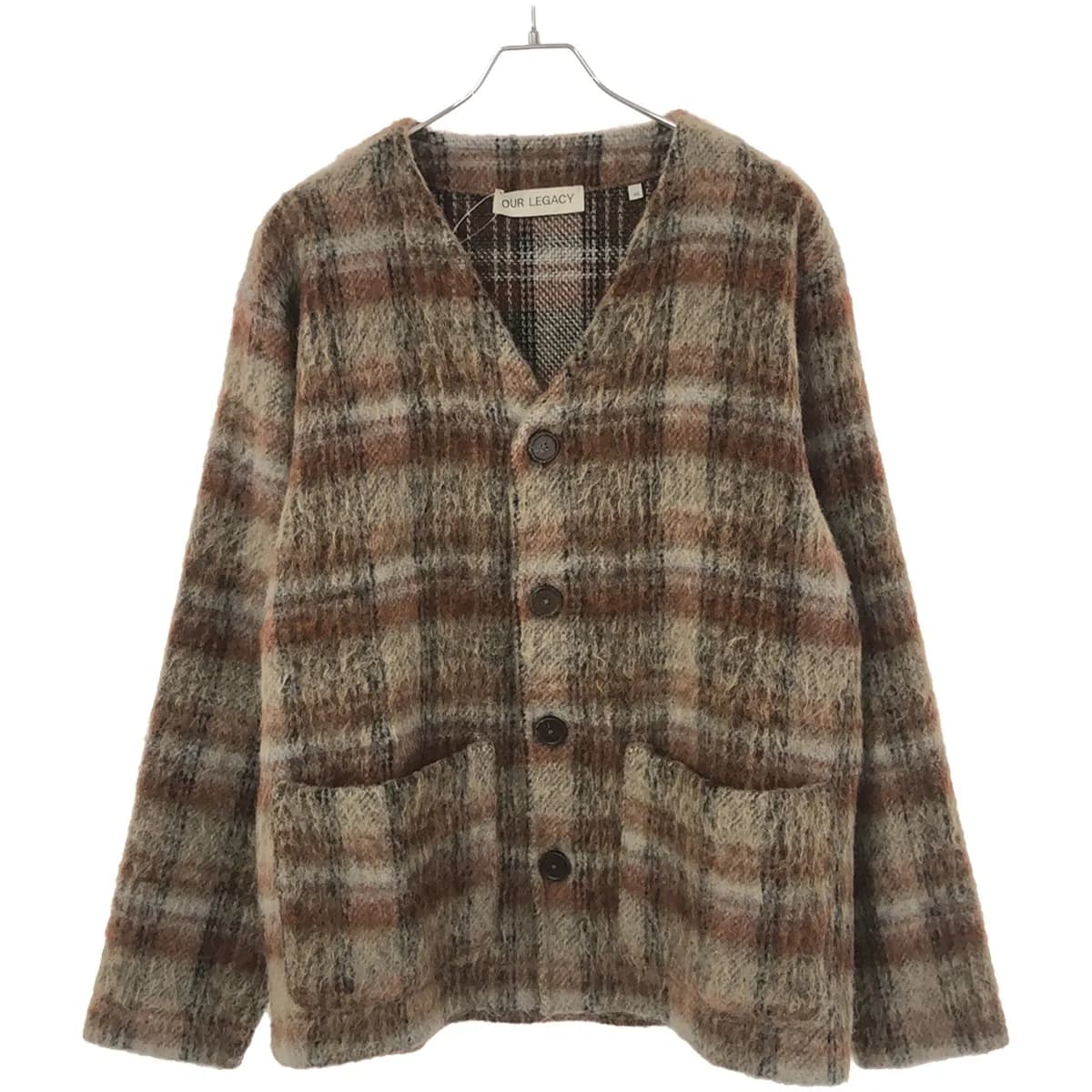 OUR LEGACY アワーレガシー 22AW CARDIGAN AMENT CHECK MOHAIR アルパカ混モヘヤニットカーディガン