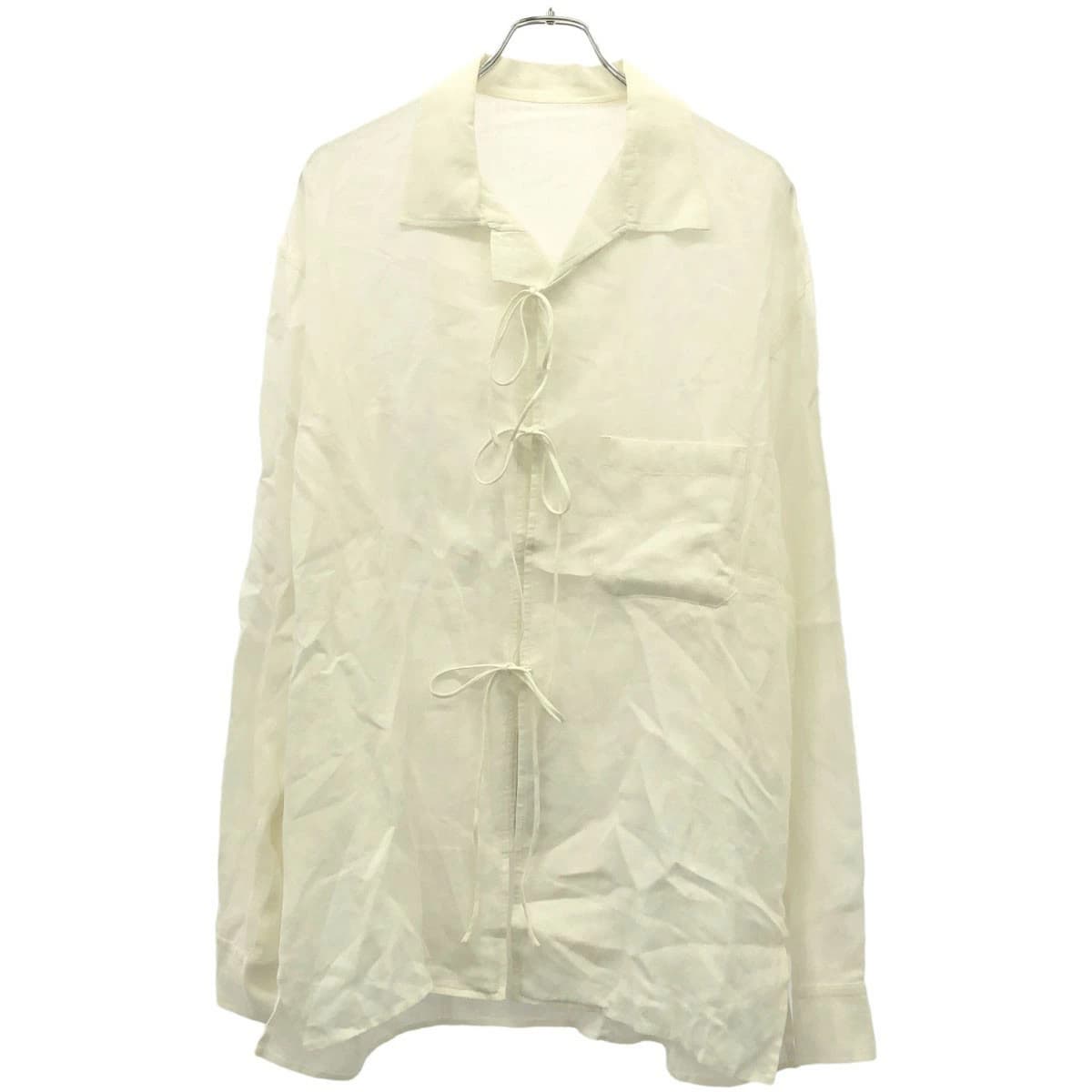 Yohji Yamamoto ヨウジヤマモト プールオム 17SS ドローコードロングリネンシャツ HD-B92-330