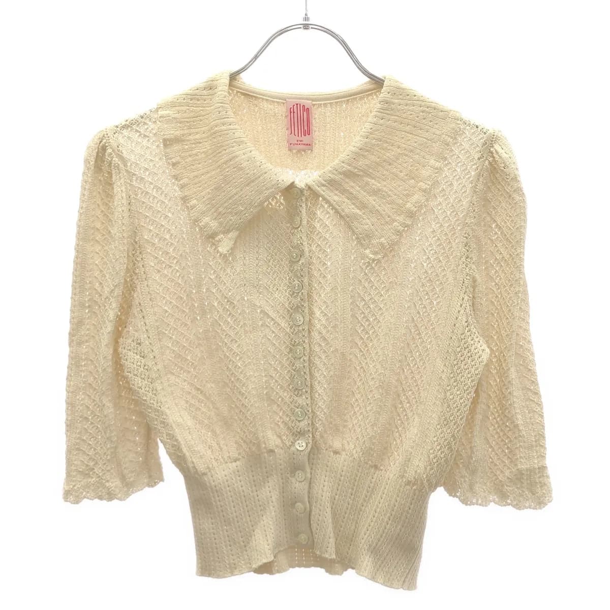 FETICO フェティコ エミフナヤマ 25AW Lace Knit Short-Sleeved Cardigan レースカーディガン