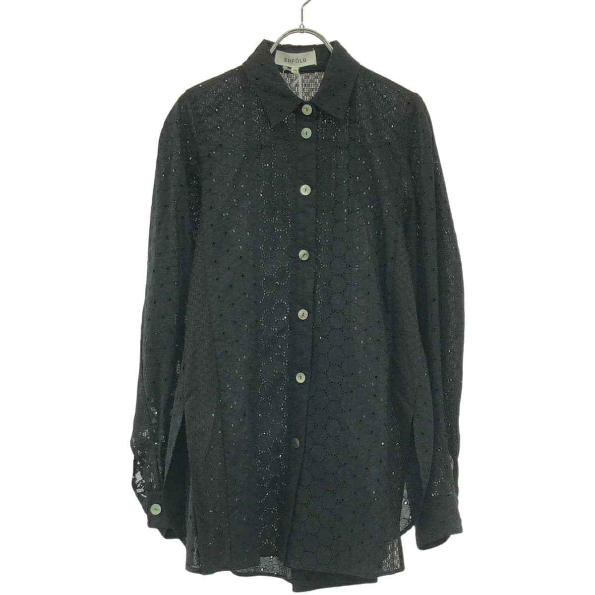 ENFOLD エンフォルド 24SS SOLID-ARM SHIRT レースミックスシャツ 300HS130-0870
