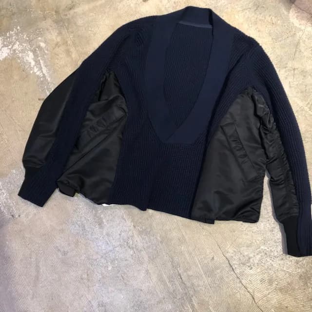 sacai sacai 17AW MA-1ドッキングディープVネックニットセーター
