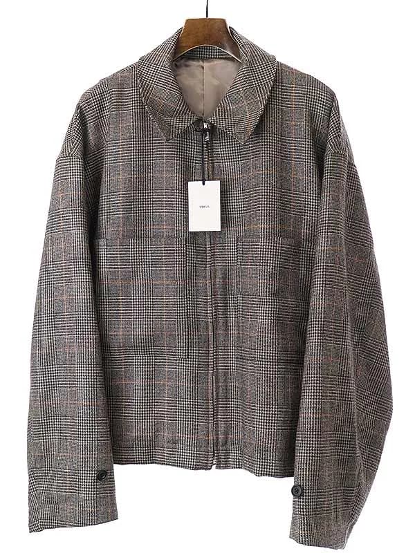stein シュタイン 19AW OVER SLEEVE JACKET ウールチェックジップアップブルゾン