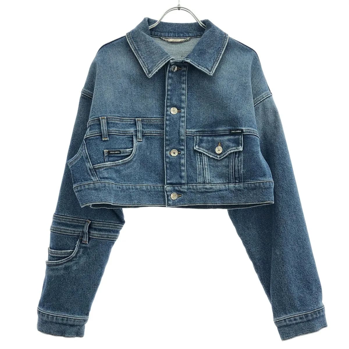 DOLCE&GABBANA ドルチェ&ガッバーナ 再構築パッチワーククロップドデニムジャケット