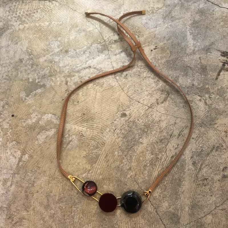 MARNI MARNI 17SS レザーコンビレジンネックレス