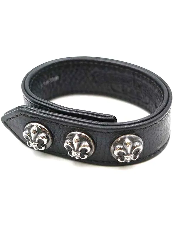 CHROME HEARTS クロムハーツ 3BTN 2SNP BSフレア3ボタン2スナップ レザーブレスレット