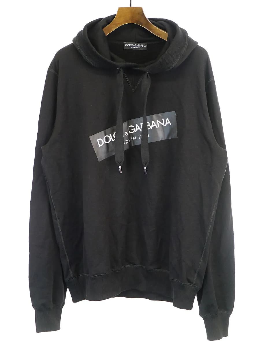 DOLCE&GABBANA DOLCE&GABBANA テーププリントスウェットプルオーバーパーカー