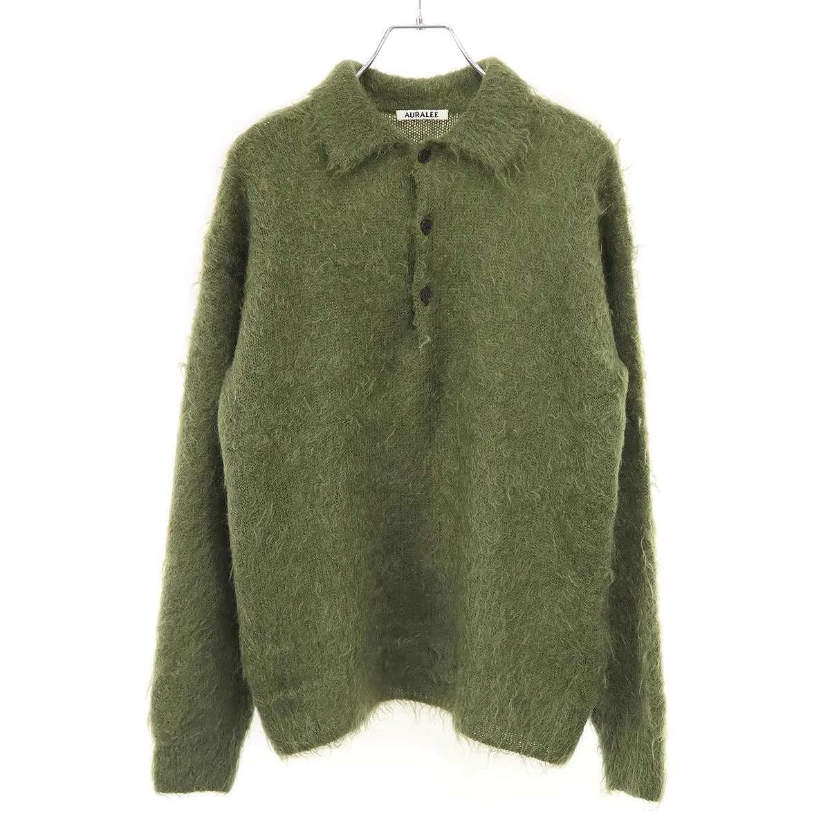 AURALEE オーラリー 25AW BRUSHED SUPER KID MOHAIR KNIT POLO モヘアニットポロトップス A25AP01KM
