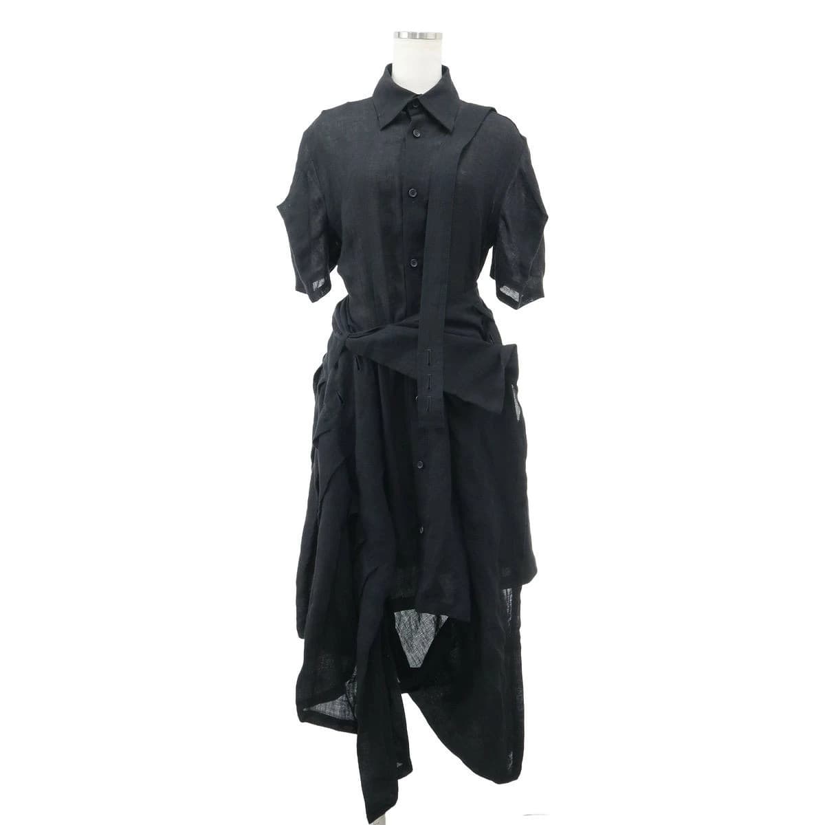 Yohji Yamamoto ヨウジヤマモトコレクションズ 22SS ショートスリーブリネン ドッキングブラウス ワンピース FG-B62-302