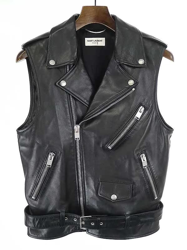 SAINT LAURENT サンローラン パリ 13SS ラムレザーライダースベスト