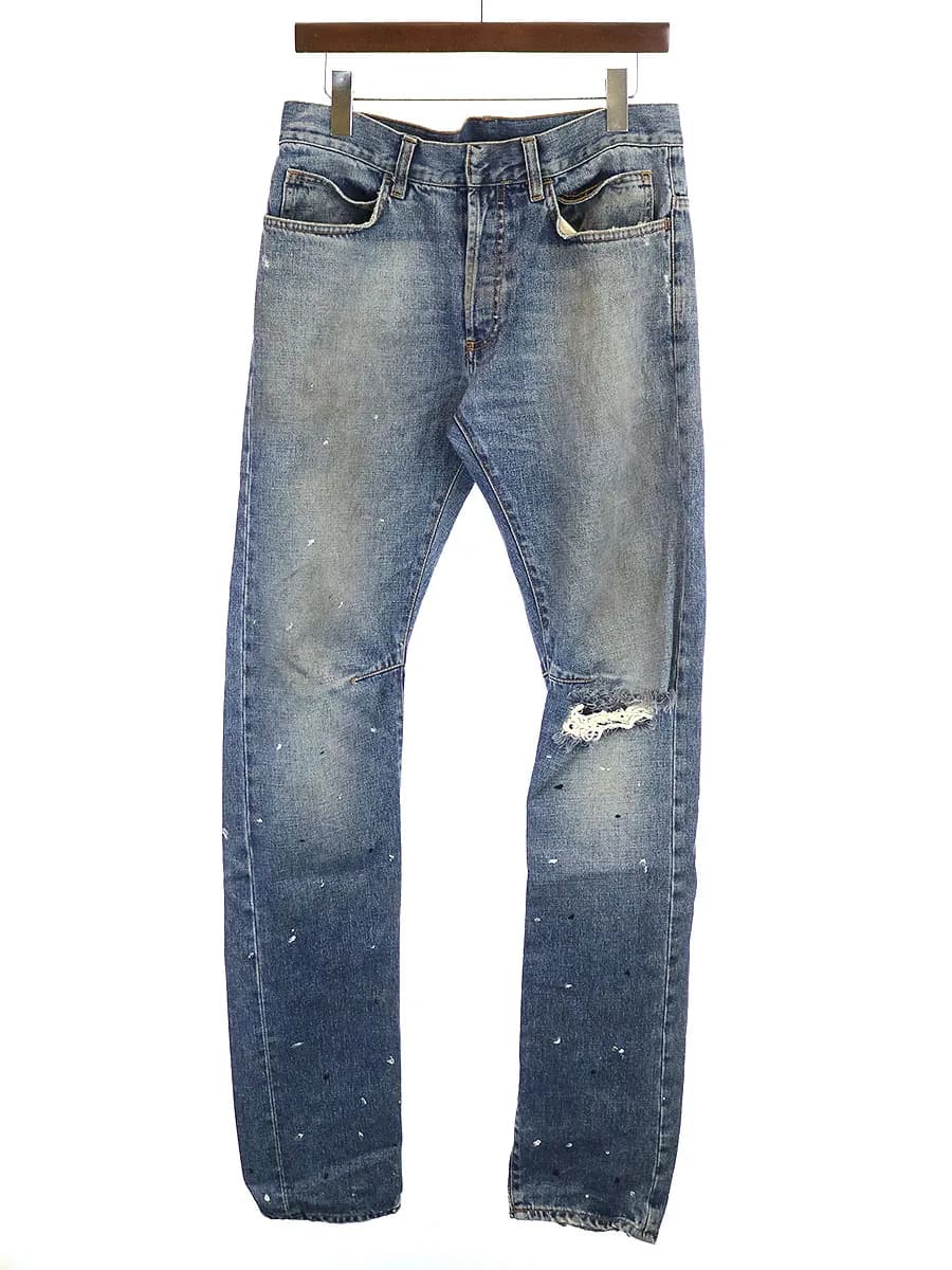BALMAIN HOMME バルマン オム by Christophe Decarnin スプラッシュペイントクラッシュスリムデニムパンツ