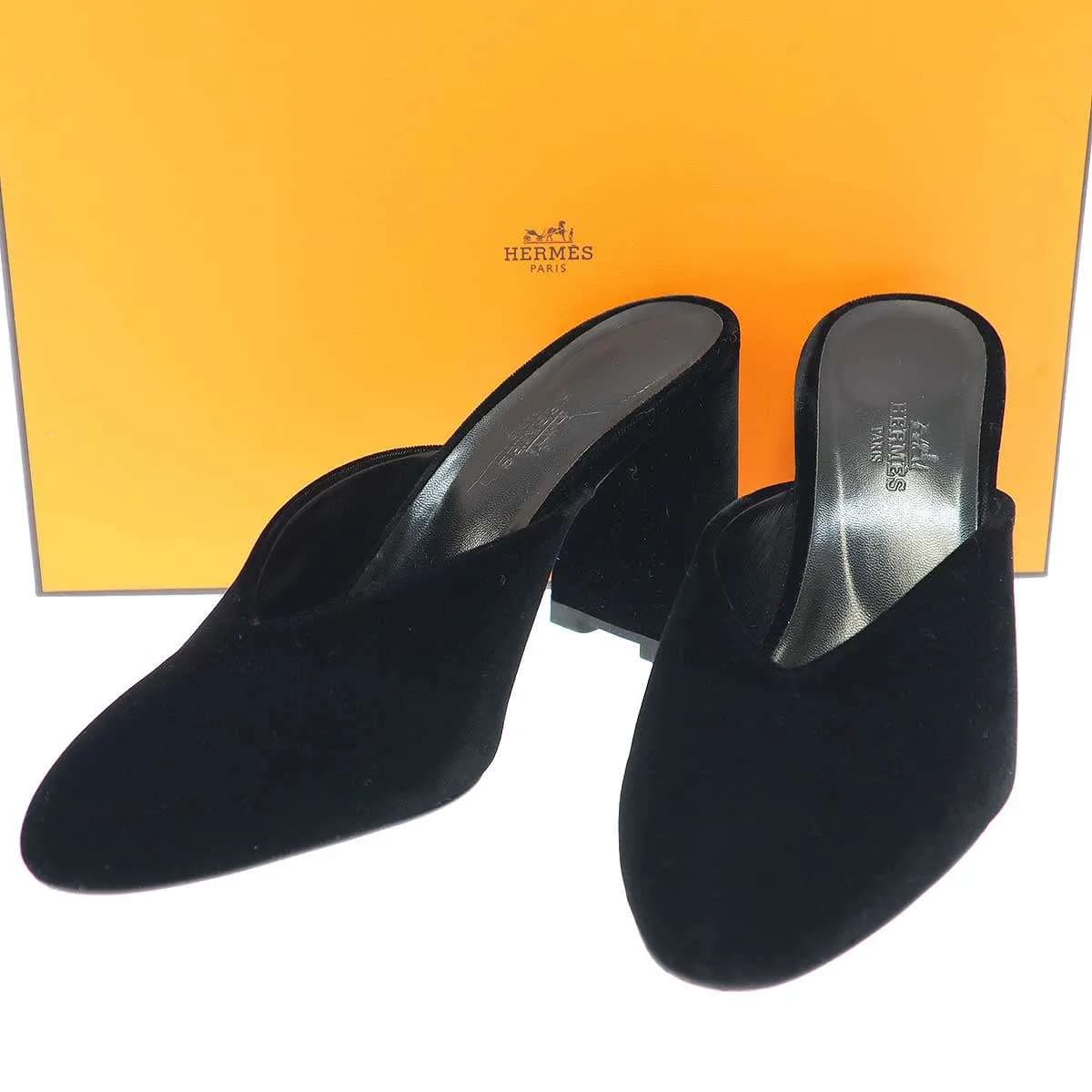 HERMES エルメス ベロアパンプス