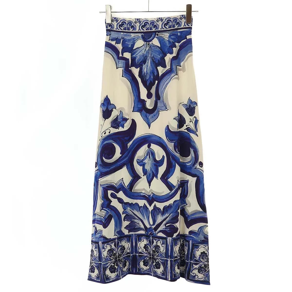 DOLCE&GABBANA ドルチェ&ガッバーナ Majolica Print Maxi Skirt マジョリカプリントシルクマキシスカート F4CEMT HPABX