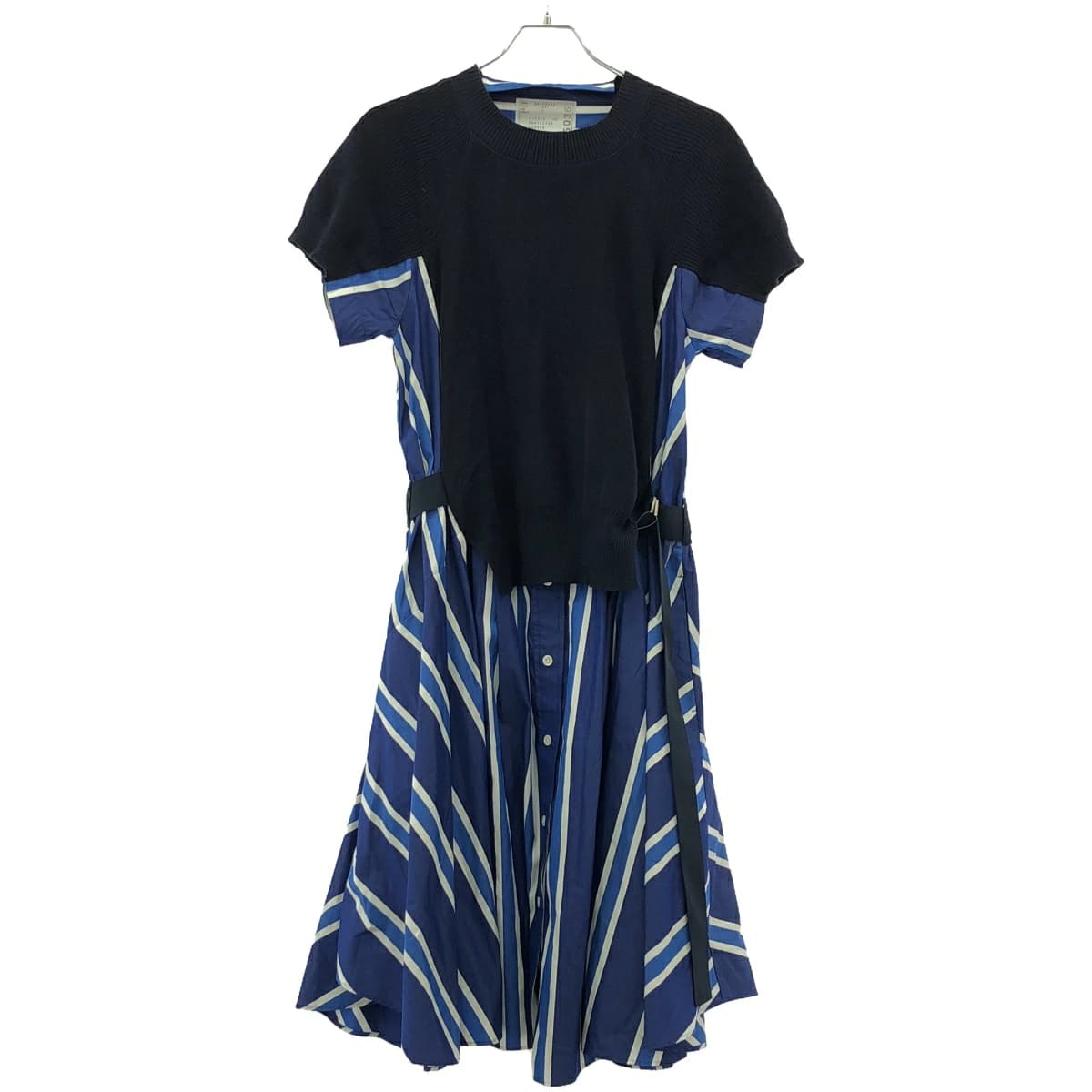 sacai サカイ 20SS ニットドッキングストライプシャツワンピース