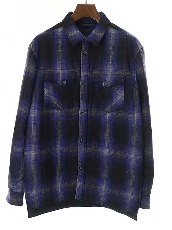 LANVIN ランバン 14AW ウールパテッドチェックシャツ