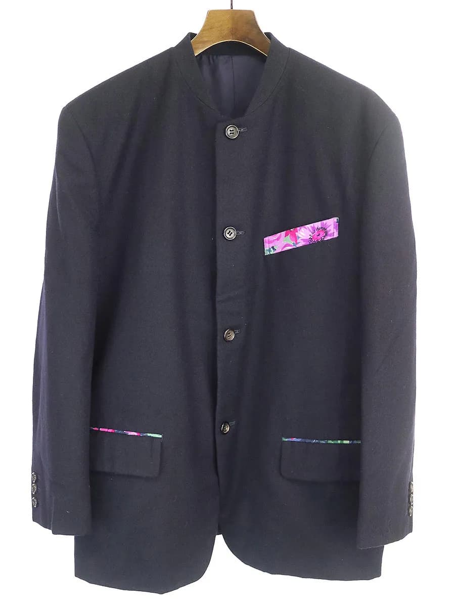 COMME des GARCONS コムデギャルソン オム プリュス 88AW フラワーポケットスタンドカラーウールジャケット