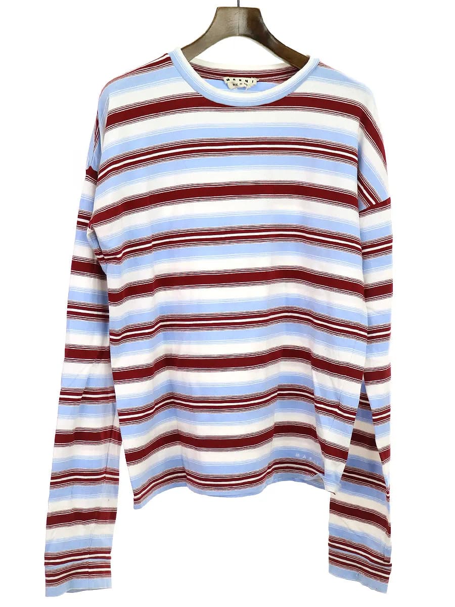 MARNI マルニ 19SS ロゴプリントロングスリーブボーダーカットソー