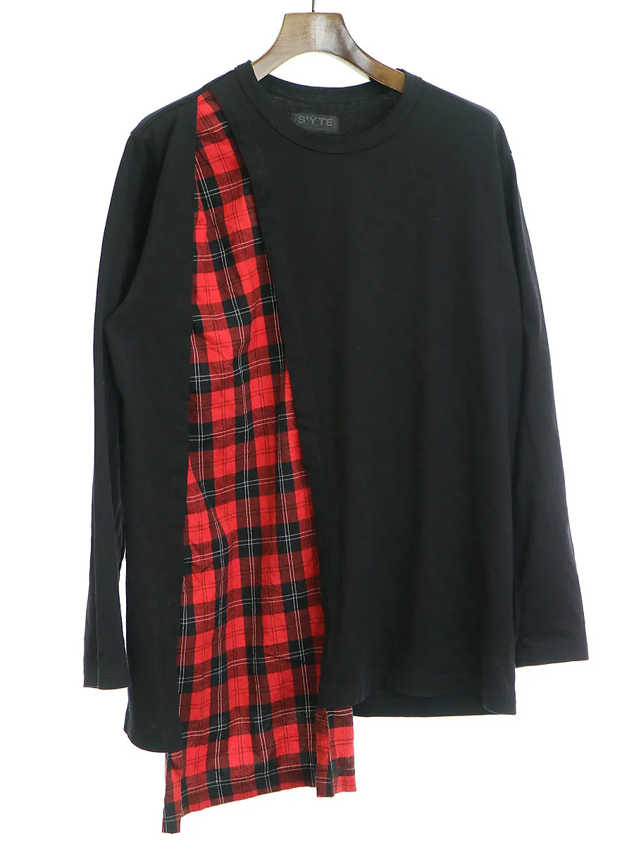 Yohji Yamamoto サイト バイ ヨウジヤマモト 20AW タータンチェックアシンメトリーカットソー