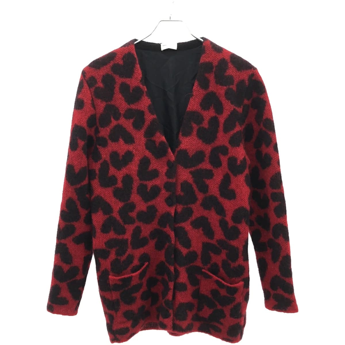 SAINT LAURENT サンローラン パリ 14AW ハート総柄モヘアニットカーディガン