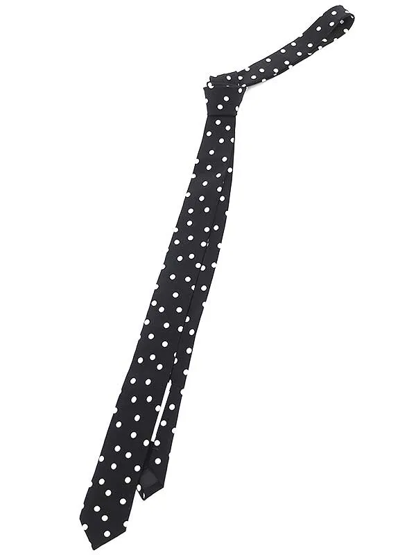 SAINT LAURENT サンローラン パリ ドット柄シルクナローネクタイ