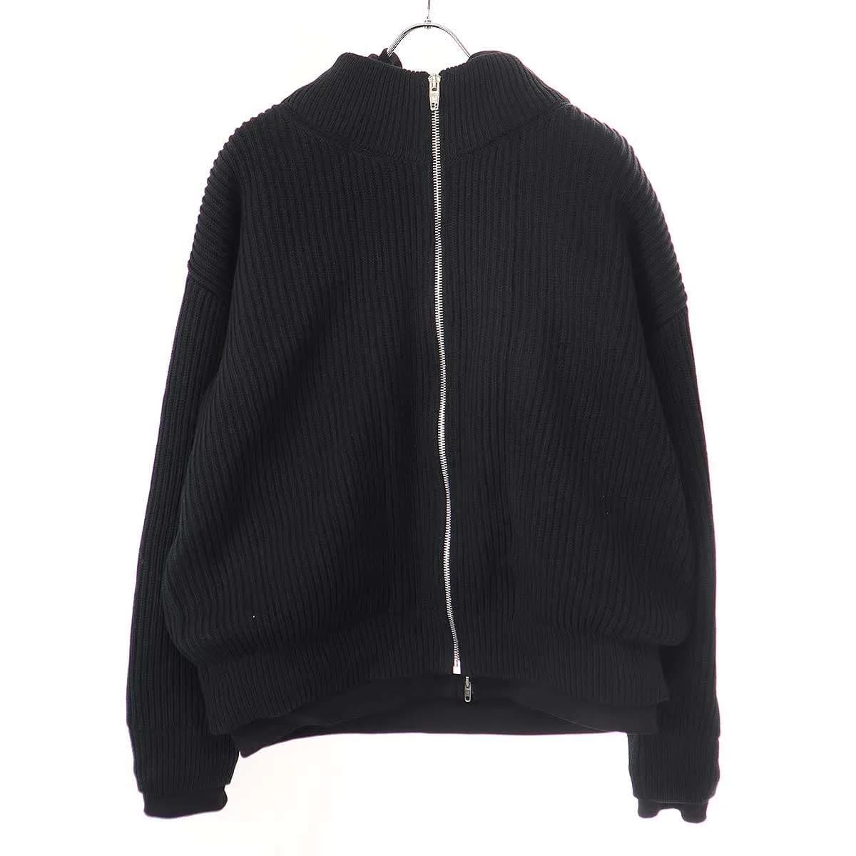 BALENCIAGA バレンシアガ 24SS Zip Up Cardigan レイヤードパッチニットカーディガン
