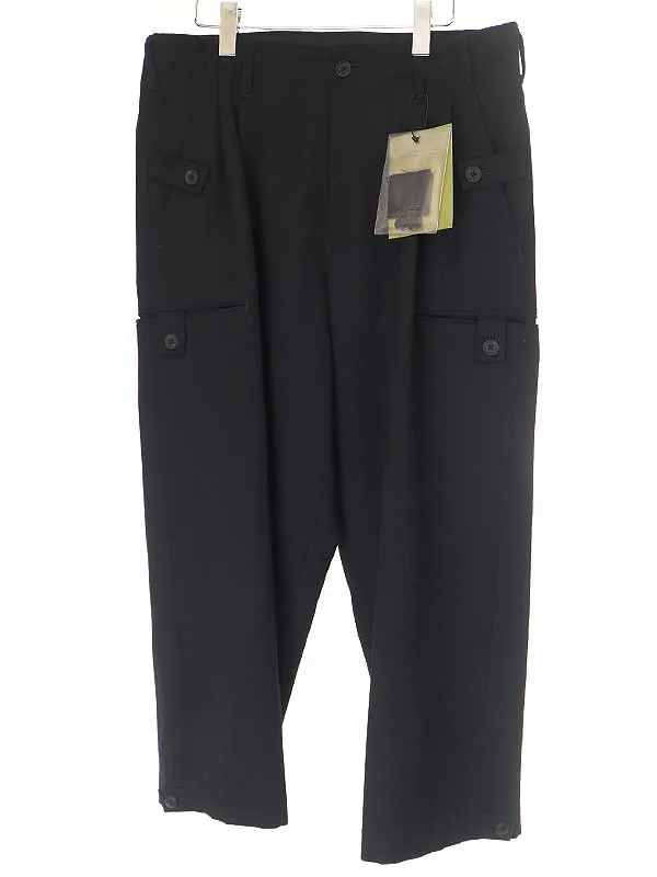 Yohji Yamamoto ヨウジヤマモトプールオム 21AW 両玉タブ付きウールワイドパンツ