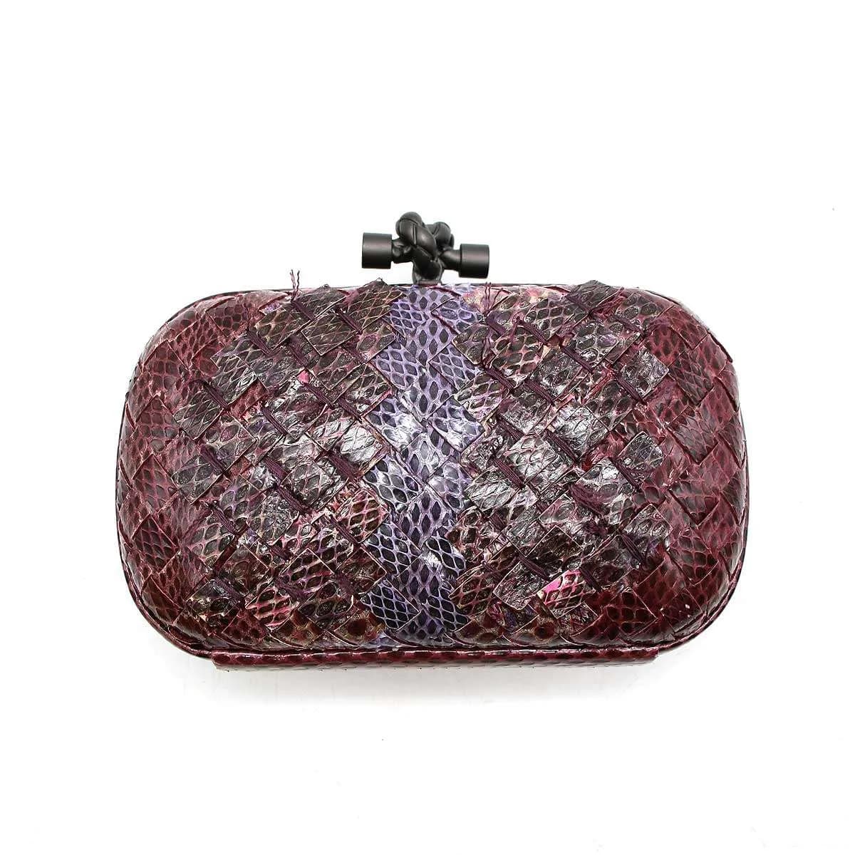 BOTTEGA VENETA ボッテガヴェネタ KNOT パイソンイントレチャートミニクラッチバッグ