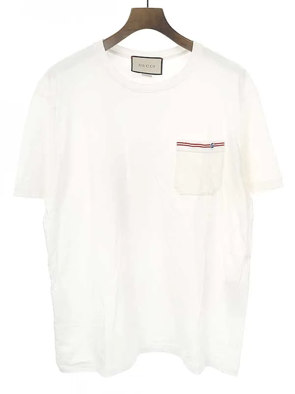 GUCCI グッチ ストライプGG刺繍コットンジャージーTシャツ
